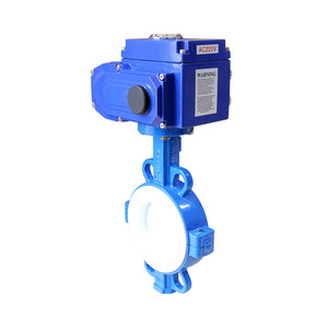 Válvula de mariposa eléctrica totalmente revestida de PTFE para medios químicos ácidos y alcalinos con control de motor AC220V - Product Image 1