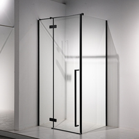 Cabine de douche complète moderne avec cadre en aluminium noir, verre trempé 90x90 8mm, pour hôtels et villas, fournie par l'usine de Suez
