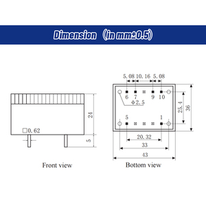 หม้อแปลงไฟฟ้าแบบติดตั้งบนแผงวงจรพิมพ์ชนิดอีพ็อกซี่ซีล YHDC PE4110C-I 3VA 110/220/230/380V AC 6-24V AC ฉนวนกันความร้อนคลาส B ได้รับการรับรองมาตรฐาน UL94-V0 CE/RoHS - Product Image 4