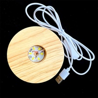 Support de Présentation en Bois Rond pour Boule de Cristal avec Socle LED USB et Lumière Nocturne Intégrée – Vente en Gros
