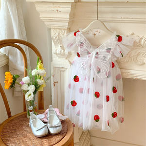 Vestidos <span class=keywords><strong>de</strong></span> Verano con Mangas Voladoras para Niñas, Vestido <span class=keywords><strong>de</strong></span> Verano con Estampado <span class=keywords><strong>de</strong></span> Fresas para Niñas - Product Image 5