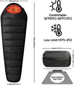 Saco de Dormir Tipo Momia Ultraligero de Fibra Hueca de Alta Calidad para Adultos WOQI con Cremallera - Product Image 4