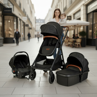 Poussette double de luxe OEM ODM pour jumeaux, bébés et tout-petits, avec plateau de marche, idéale pour les nouveau-nés et les voyages