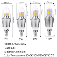Ampoule LED Candelabra de haute qualité E14, lumières de bougie 5W/7W/9W/12W, blanc lumière du jour, changement de couleur, haute luminosité, économie d'énergie