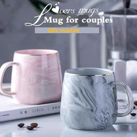 Ensemble de tasses pour couple Lingka Creative Nordic Modern Luxury Porcelain Marble Grain, cadeau pour mariage