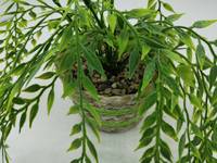 Pot Tanaman Buatan dengan Alas Batu dan Tali Anyaman, Tanaman Hijau Palsu Super Realistis, Tanaman Rambat Daun Willow, Tanaman Artifisial