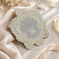 Carte RSVP de mariage de luxe vintage baroque à motif floral, dorure à chaud personnalisée avec code QR, invitations de mariage