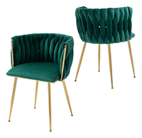 Chaises de salle à manger modernes en velours pour la maison, base dorée, tissu tissé rembourré, meubles avec dossier pour cuisine, coiffeuse, salon