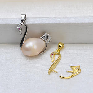 Pendentif baroque en argent S925 fait à la main, collier en perles de forme féminine, chaîne de collier, accessoire de bricolage, motif de cygne, composants de bijoux 1519 - Product Image 4