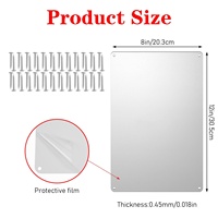 Plaque en aluminium vierge pour sublimation, rectangulaire, plusieurs tailles, personnalisable, avec trous et vis, vente en gros