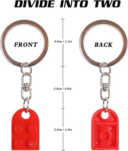 Ensemble de porte-clés en forme de cœur en briques mignonnes, 2 pièces, blocs de construction en acrylique <span class=keywords><strong>pour</strong></span> les couples, cadeaux d'amour, cadeaux d'anniversaire <span class=keywords><strong>pour</strong></span> petit ami, petite amie - Product Image 3