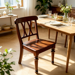 Traditional Dark Walnut Wood Living Room <b>Chair</b> with Cross <b>Back</b> Design Solid Wood Furniture for Home Use - Product Image 1