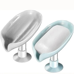 Jabonera con Forma de Hoja, Autodrenante, sin Perforaciones, con Ventosa, Apta para Baño - Product Image 1