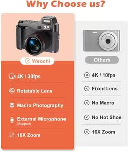 Videocámara Profesional Retro CMOS 4K HD con Zoom 18X, Tarjeta SD, Cámara Inteligente para Niñas, para Video <span class=keywords><strong>en</strong></span> <span class=keywords><strong>Vivo</strong></span> de Facebook - Product Image 3