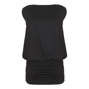 Vestido mini de punto ajustado negro sin mangas con cuello redondo y espalda baja de diseñador para mujer - Product Image 6