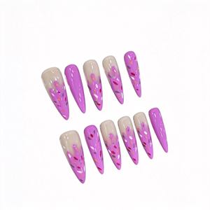 <span class=keywords><strong>Ongles</strong></span> press-on longs et pointus faits à la main, <span class=keywords><strong>rose</strong></span> translucide effet gelée ombré, art fumé cyberpunk, style Y2K - Product Image 2
