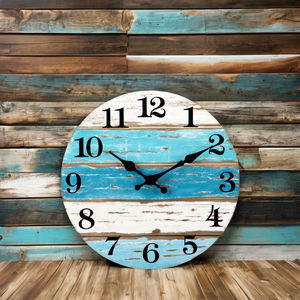 Bleu pays côtier océan thème <span class=keywords><strong>horloge</strong></span> murale à piles Quartz pour Patio extérieur lac maison <span class=keywords><strong>piscine</strong></span> salle de bain décor plante - Product Image 6