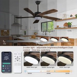 พัดลมเพดาน ABS ขนาด52นิ้วแบบนอร์ดิกที่ทันสมัยใบพัด5ใบมีดควบคุมระยะไกลแบบ BLDC LED สำหรับใช้ในครัวเรือนทั้งมอเตอร์ DC AC - Product Image 2