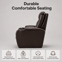 Fauteuil de massage et de pédicure en cuir PU de qualité supérieure, couleur marron foncé, avec porte-gobelet, idéal pour home cinéma et hôtels