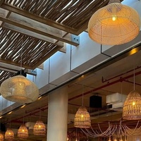 Luminaire suspendu en rotin tressé créatif, style d'Asie du Sud-Est, pour salons/salles à manger