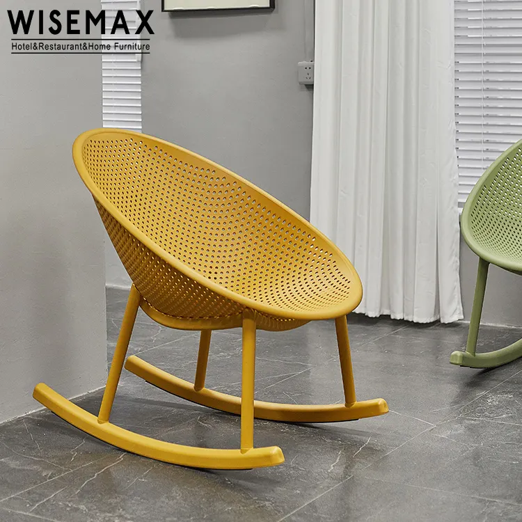 WISEMAX mobilya Modern İskandinav ev oturma odası sallanan sandalye restoran sarı PP plastik yemek sandalyesi yemek odası için