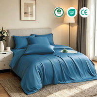 Housse de couette en bambou naturel avec attaches antidérapantes, linge de lit rafraîchissant et doux, protège-matelas taille complète gris