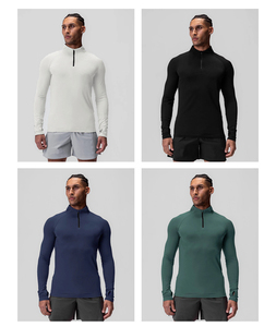 Camiseta Casual de Punto Suelto con Cuello en V para Hombre, OEM, Deportiva, Transpirable, de Secado Rápido, 240 Gramos, Bordada, Lisa - Product Image 2