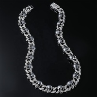 RQ usine plaqué or Hip Hop cubain lien chaîne collier crâne forme alliage de zinc cristal strass incrustation griffe réglage