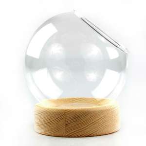 OEM Dekorative Klare Borosilikatglas Runde Kugel <span class=keywords><strong>Terrarium</strong></span> Vase auf Holzständer - Product Image 1