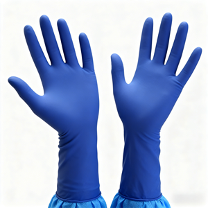 Gants d'examen synthétiques stériles en polyisoprène et <span class=keywords><strong>vinyle</strong></span>, sans poudre, bleus, résistants aux perforations, médicaux - Product Image 4