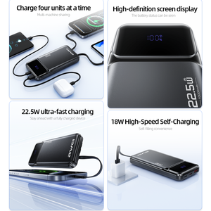 Gadgets électroniques en gros, technologie LCD, batterie Li-polymère haute capacité 10000 mAh, banque d'alimentation portable 2 en 1, charge rapide 20W PD - Product Image 4