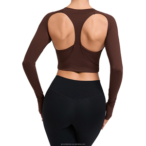 Chaquetas de Yoga de manga larga con agujeros para el pulgar para mujer con sensación desnuda personalizada - Product Image 3