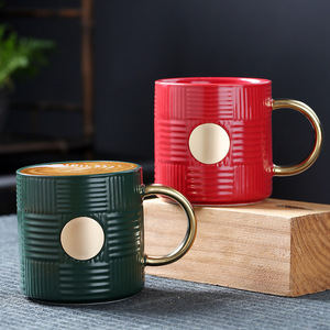 Mug en céramique moderne avec poignée en cuivre et logo, tasse en cuivre Redwood pour un usage quotidien - Product Image 1