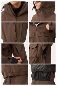 Chaqueta <span class=keywords><strong>Anorak</strong></span> para Hombre con Capucha, <span class=keywords><strong>Impermeable</strong></span>, Cortavientos, Transpirable, Tallas Grandes, Color Café, Estilo Techwear, Media Cremallera, Costuras Selladas, Aislada, 100% Nailon - Product Image 6