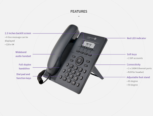 Offre Spéciale Alcate à faible coût | Entrée de gamme H2 Blanc Lcd Entreprise Sip Dispositif Interphone Deskphone Téléphone IP - Product Image 4
