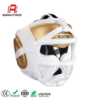 Casque de boxe personnalisé en cuir PU avec logo, protection de tête et visage pour l'entraînement MMA, Muay Thai, Kickboxing – Vente en gros