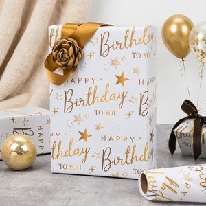 Papel de Regalo Dorado para Cumpleaños, 17 pulgadas x 16.5 pies, de una sola cara, ecológico, para manualidades, para ocasiones de cumpleaños - Product Image 5