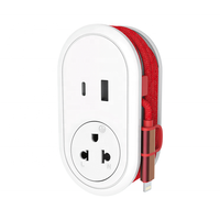 OEM Strip daya disesuaikan IP20 Thailand putih Universal elektronik Adaptor perjalanan pengisi daya USB kabel pengisi daya AC Pria kabel ujung