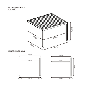 Pérgola Bioclimática de Aluminio <span class=keywords><strong>para</strong></span> Jardín, Montada en Pared, 3x3m, Impermeable, con Persianas, Tamaño Personalizado, Prestige OEM - Product Image 5