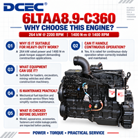 محرك ديزل DCEC Cum 6LTAA8.9 بقوة 360 حصان وسرعة 2200 دورة في الدقيقة طراز 6LTAA8.9-C360 لمحطات ضخ المياه وضواغط الهواء الثابتة بسعر المصنع