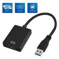 Adaptateur USB mâle vers HDMI femelle, USB A vers HDTV, sans pilote, convertisseur 1080P avec audio pour ordinateur portable, ordinateur de bureau, HDTV
