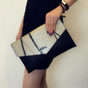 Diskon Besar Harga Pabrik Tas Tangan Kulit Asli Amplop Hitam Mode Mewah Tas Tangan Wanita Malam Tas Tangan