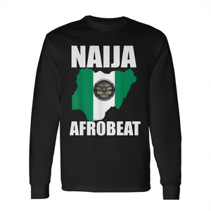 Naija Afrobeat Long Sleeve T-Shirt Nigeria <b>Map</b> Design Music Theme - Product Image 2