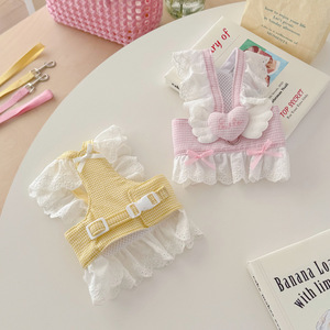 Summer thin dog <b>clothes</b>, chest and back with heart and wings, cute and sweet, suitable for pets, <b>cats</b>, and small dogs like - Product Image 2