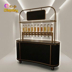 Bancone Bar Profumeria Moderno Minimalista con LED e Dettagli Dorati, Stazione Tester Fragranze Eco-Friendly per Negozi di Lusso e Arredamento Boutique - Product Image 1