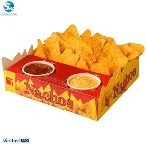 Caja rígida de papel Kraft ecológica con diseño personalizado para burritos y nachos mexicanos, embalaje de comida rápida para llevar, salsa con revestimiento UV - Product Image 1