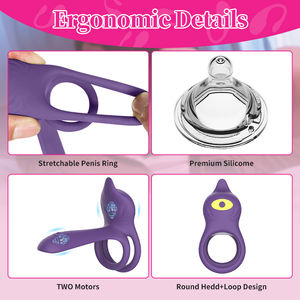Offre Spéciale électrique Double anneau Couples partager vibrant fournitures érotiques verrouillage anneau de sperme hommes télécommande anneau vibrant - Product Image 6