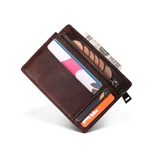Portafoglio sottile in pelle di mucca portafoglio tascabile con blocco RFID porta carte di credito minimalista per uomo