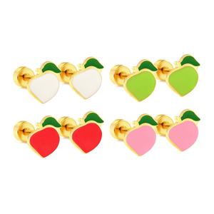 Boucles d'oreilles clous personnalisées pour enfants, motif fruits, tendance 2024, avec dos à vis, en gros - Product Image 6