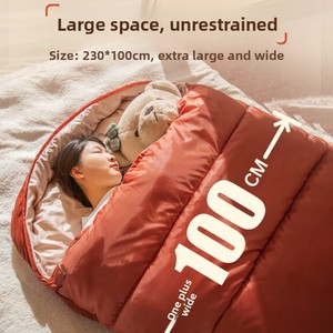 Sac de couchage adulte 17, style enveloppe, en coton creux, pour camping extérieur, quatre saisons, double personne, léger et portable - Product Image 3
